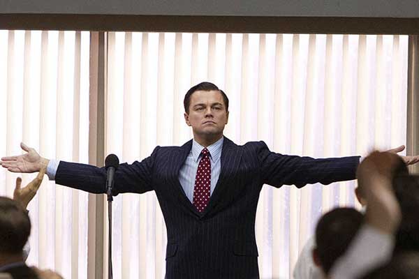 Leonardo Di Caprio in "the wolf of wall street""